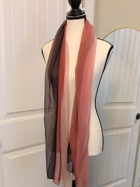 Jones New York Sheer Layered Scarf in Pink, Rust and Brown